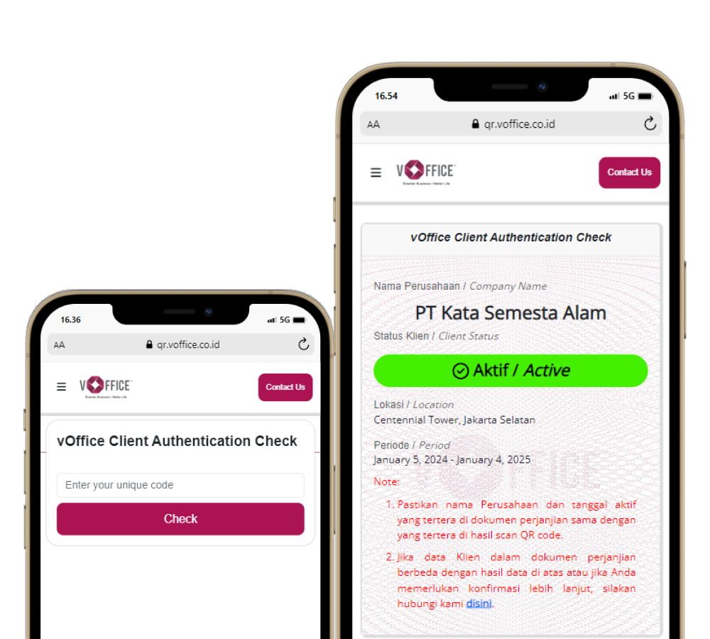 vOffice agreement status